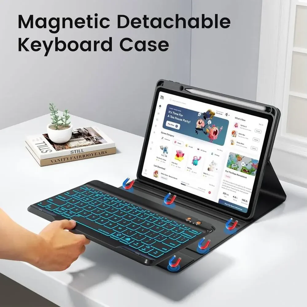 BLUTLOTUS For IPad 9th Generation Case With Keyboard 10.2 Inch - Backlit Wirele